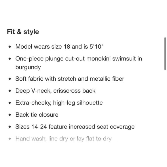 Shade & Shore Burgundy Monokini Plunge Cut Out High Leg Lured One Piece Size 17 - Picture 3 of 4